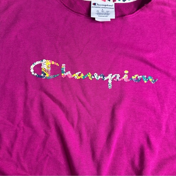 Champion Women's French Terry Logo Sweatshirt Pink Size Large - Picture 8 of 8
